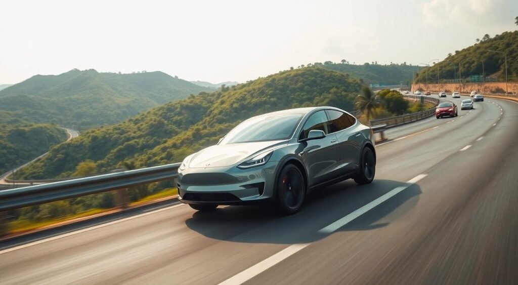 Tesla Model Y sightings on Mumbai-Pune Expressway